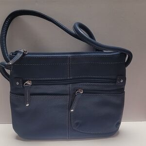 Tignanello Elegant Navy Blue Women's leather Crossbody Purse